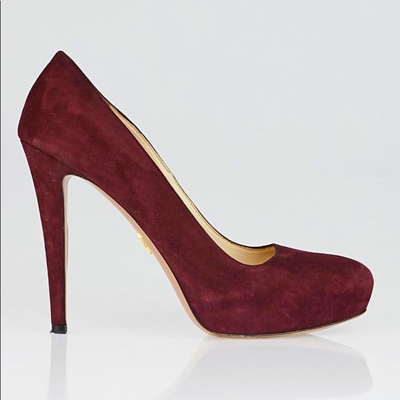 Prada Burgundy Classic Platform Pumps - Picture 2 of 2